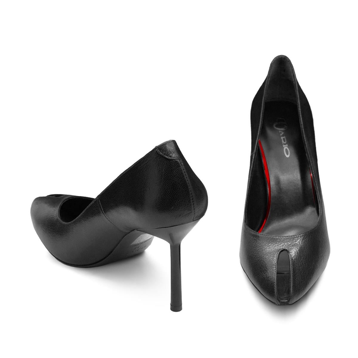 VARIO Hakiki Deri Yüksek Topuklu Kadın Ayakkabı 053 SIYAH (Black)