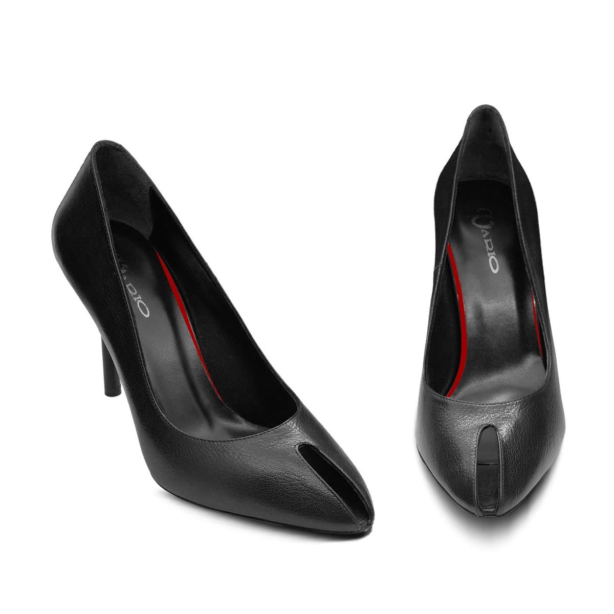 VARIO Hakiki Deri Yüksek Topuklu Kadın Ayakkabı 053 SIYAH (Black)