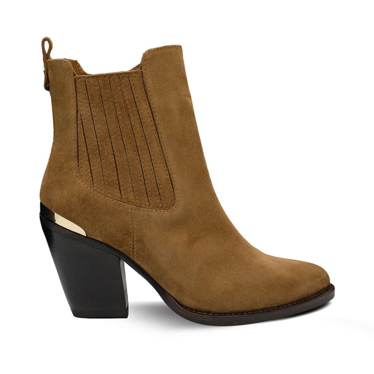 VARIO Sivri Burun Fermuarlı Hakiki Süet Deri Kadın Bot Z622 YARMA SUET SIGARO C3536