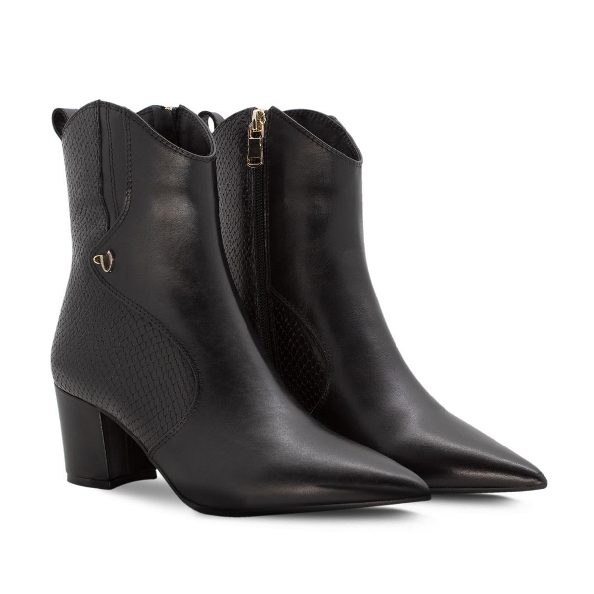 VARIO SIYAH DERI YILAN BASKI (Black Leather Snake Print)