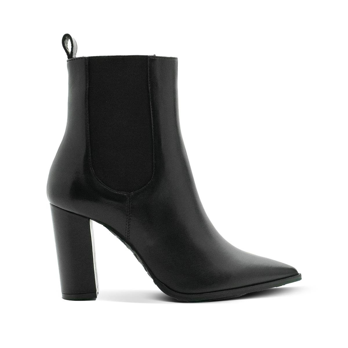 VARIO Hakiki Deri Fermuarlı Sivri Burunlu Kadın Bot Z616 NAPA SIYAH LASTIK SIYAH C302