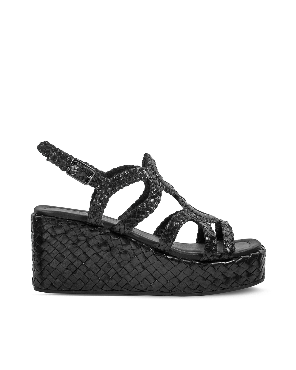 VARIO Hakiki Deri El Örgü Platform Topuklu Ayakkabı Z139 Siyah Örgü (Black Knitting)