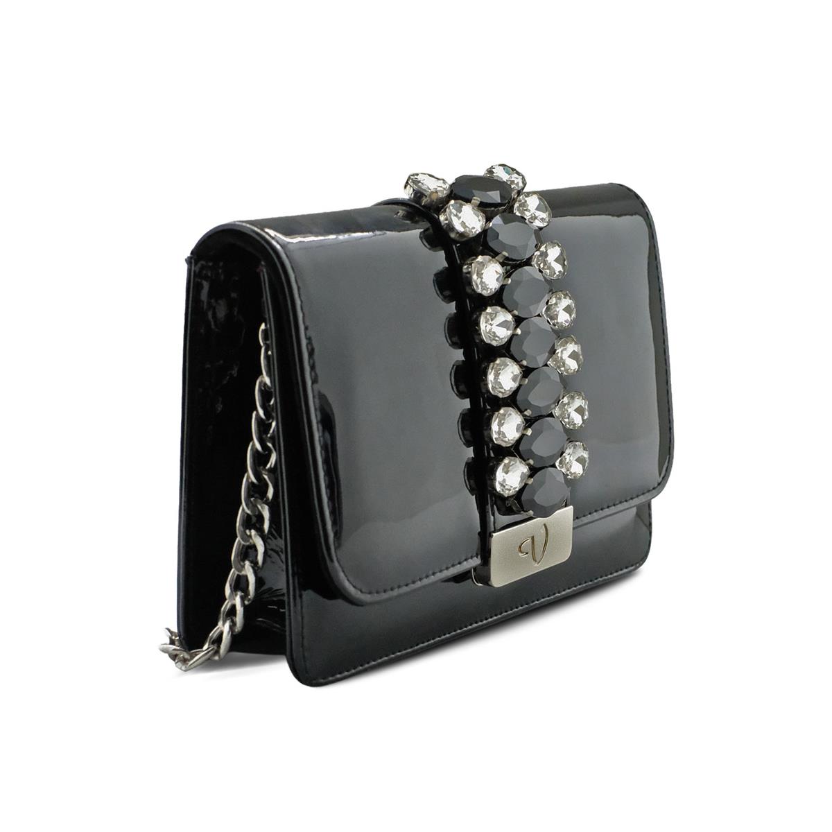 VARIO Taşlı Hakiki Deri Kadın Çantası Z553 SIYAH RUGAN C TASLI