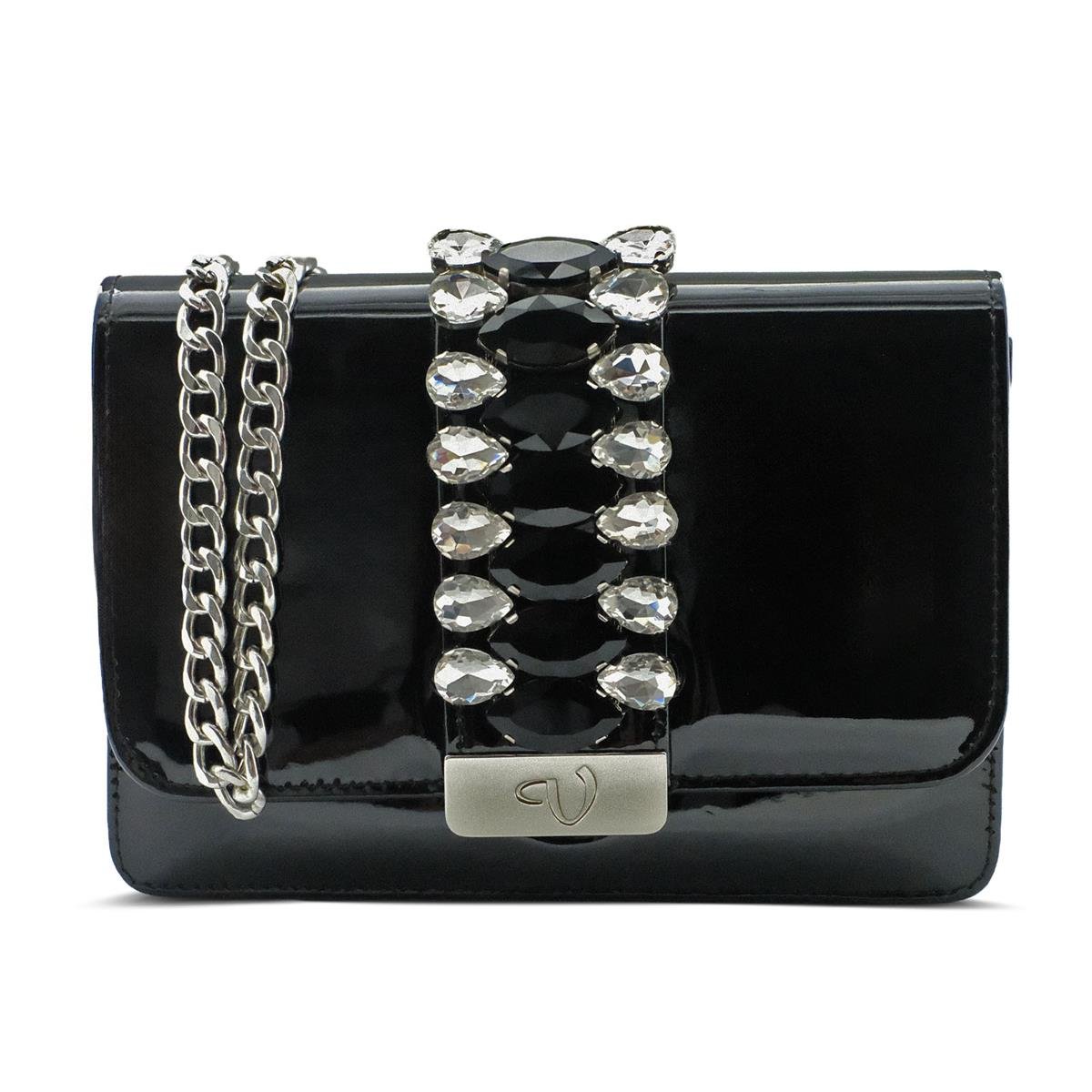 VARIO Taşlı Hakiki Deri Kadın Çantası Z553 SIYAH RUGAN C TASLI