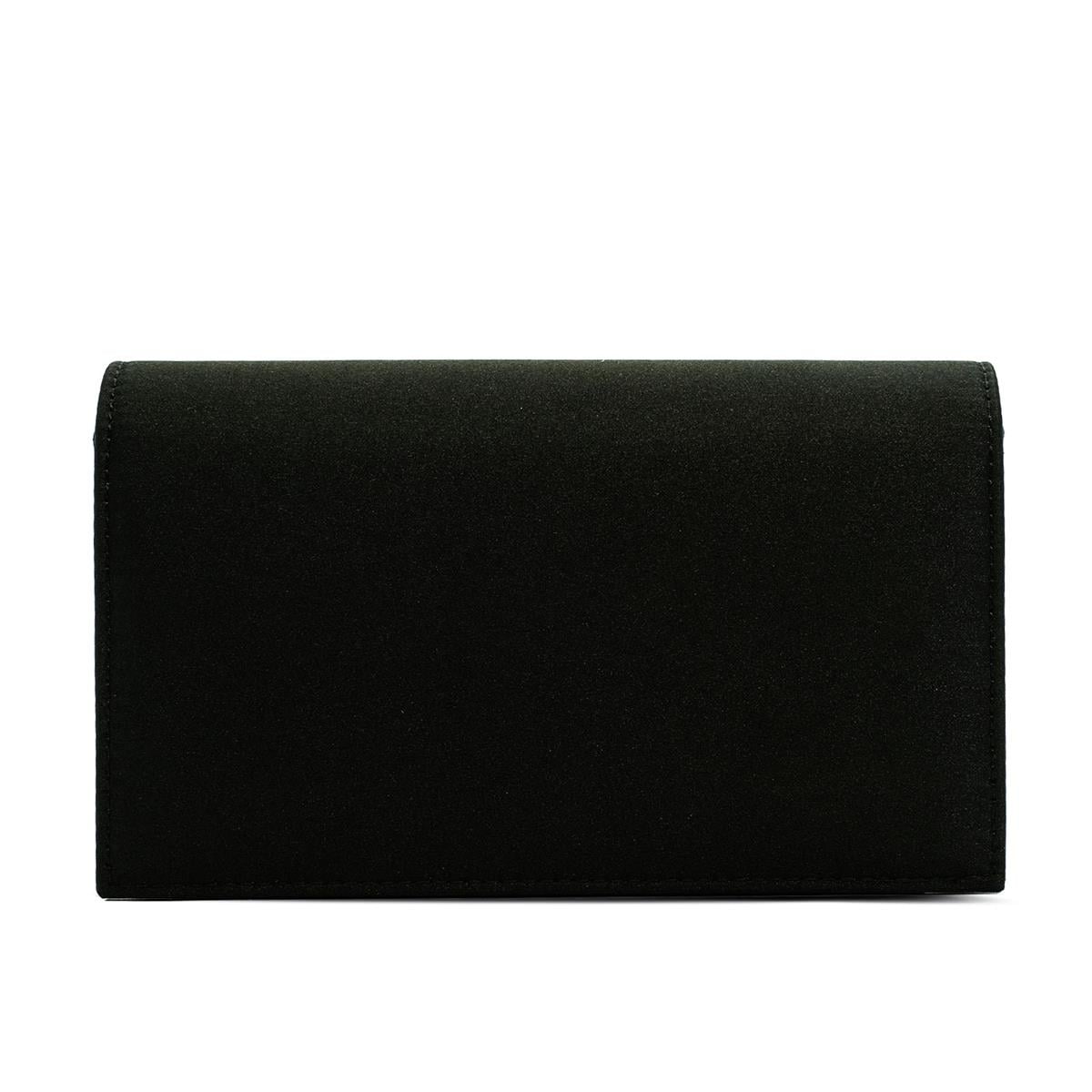 VARIO Saten Taş Detaylı Zincir Askılı Çanta V07 SIYAH SATEN TASLI (Black Satin Stone)