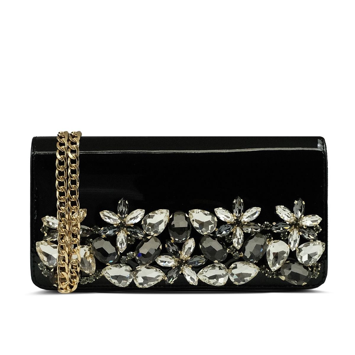VARIO Taşlı Kadın Çanta 366 SIYAH RUGAN (Black Patent Leather)