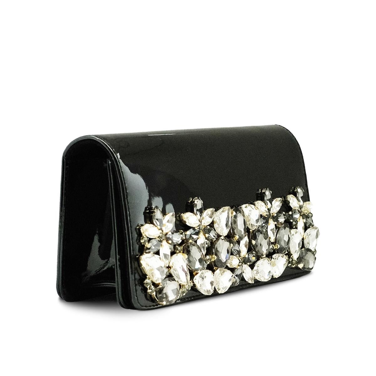 VARIO Taşlı Kadın Çanta 366 SIYAH RUGAN (Black Patent Leather)