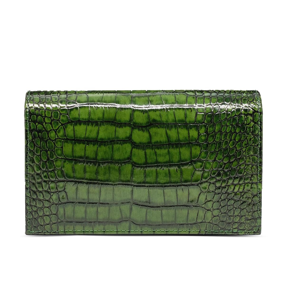 VARIO Hakiki Deri Kroko Baskı Abiye Çanta Z189 YEŞİL BASKI KROKO (Green Leather Print Crocodile)