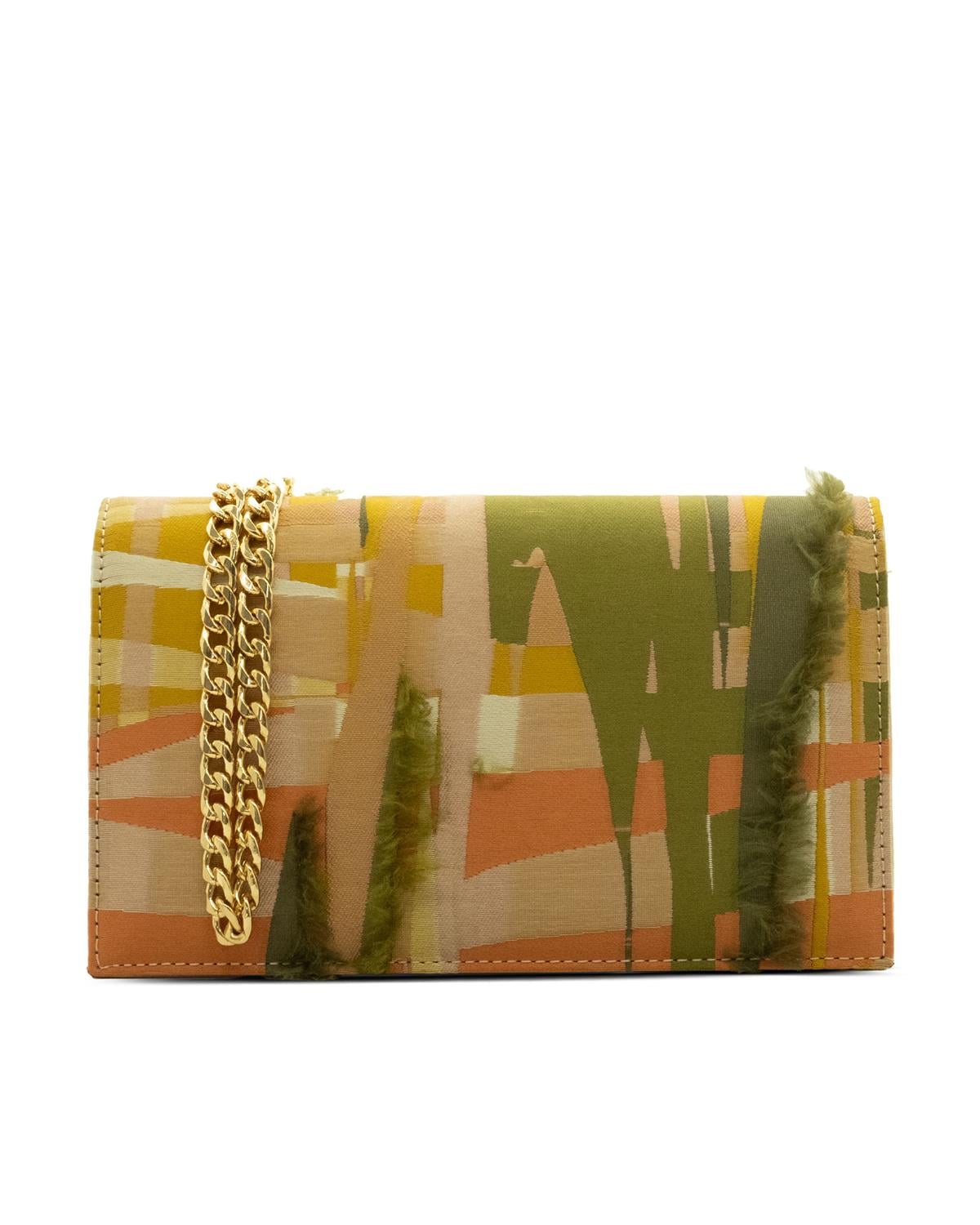 VARIO Desenli Canvas Zincir Askılı Clutch Çanta 6435 MULTICOLOR