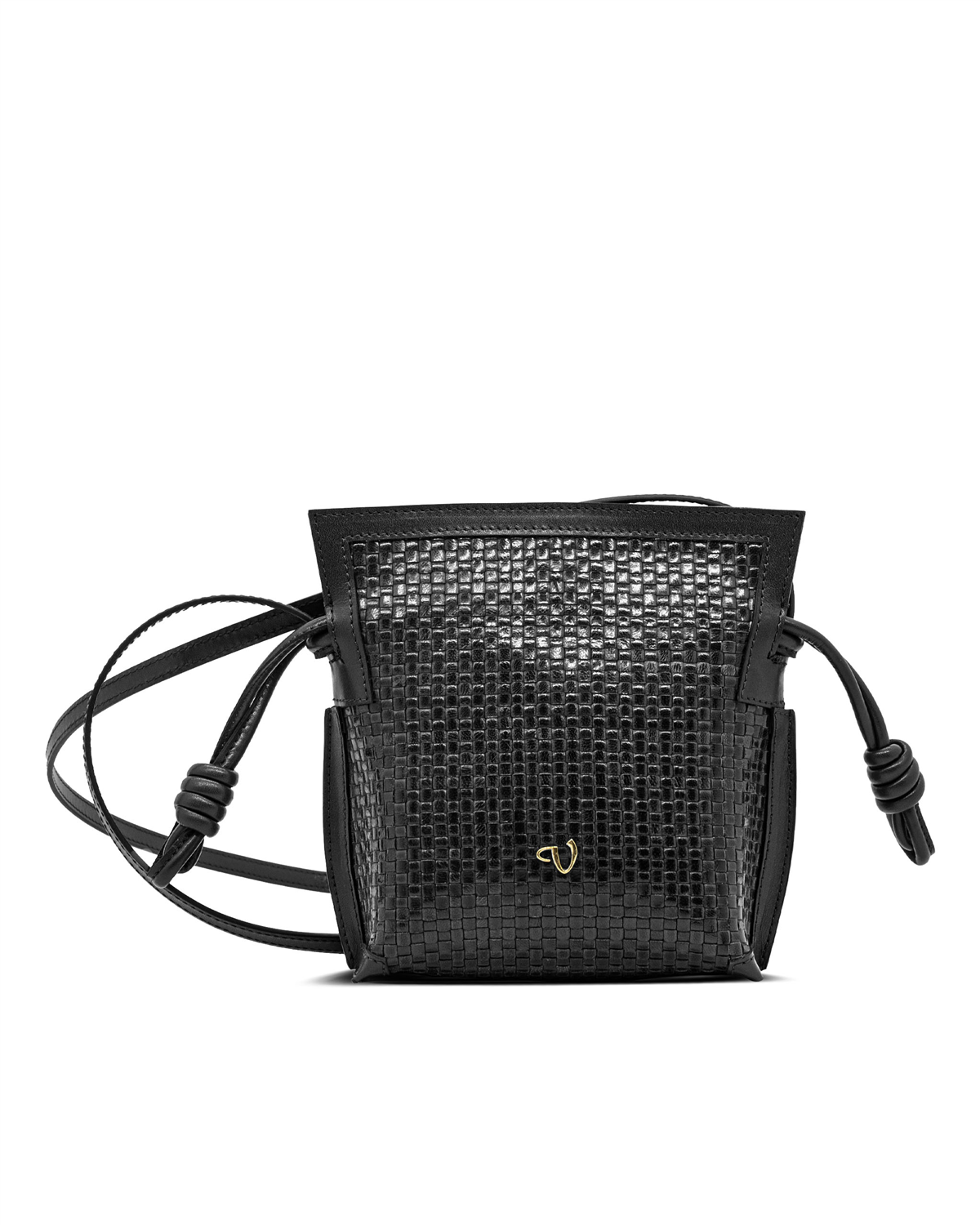 VARIO Hakiki Deri Örgü Kadın Çanta Z139 Siyah Örgü (Black Knitting)