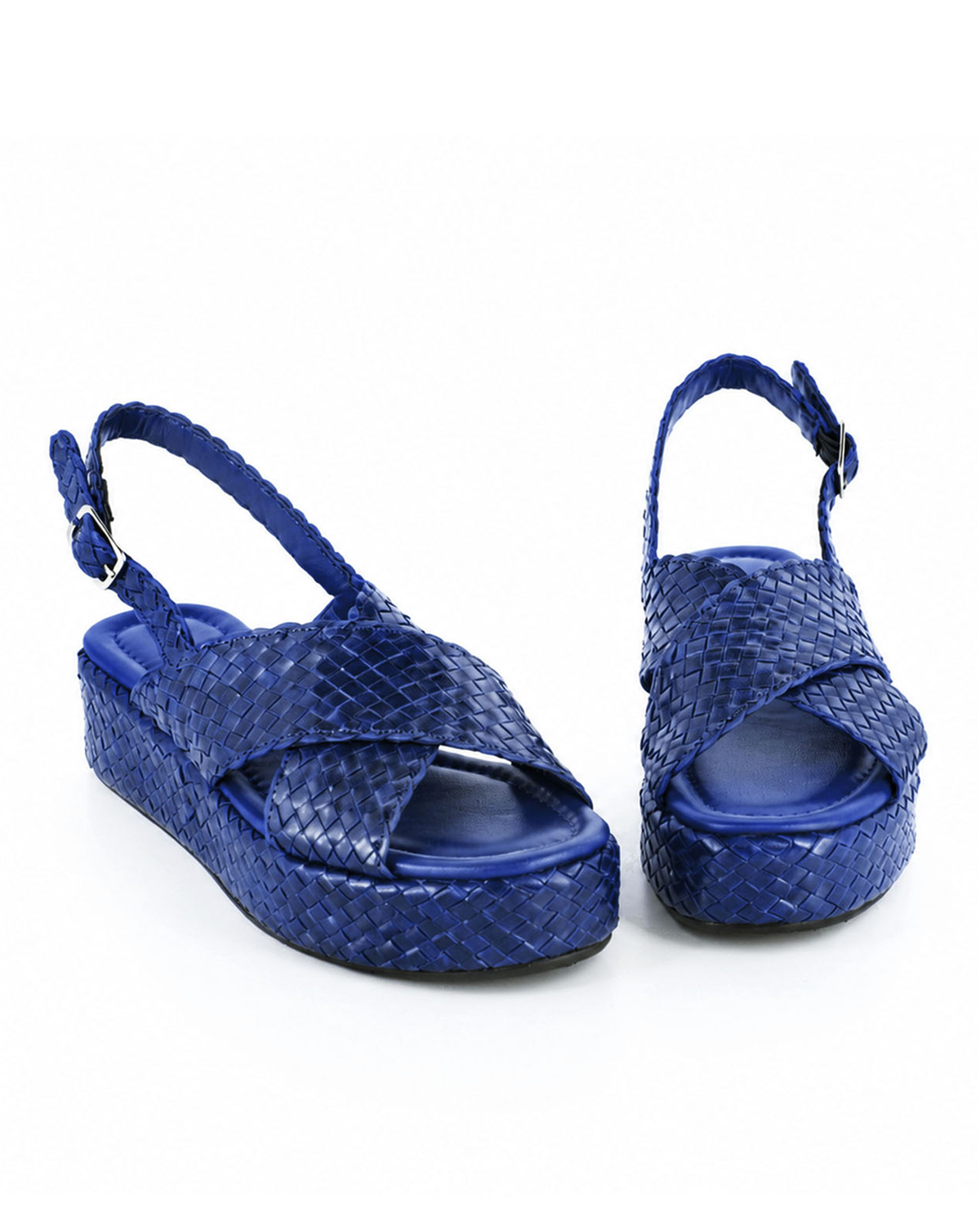 VARIO Hakiki Deri Örgü Platform Sandalet Y94 LACİVERT ÖRGÜ (Navy Blue Knit)
