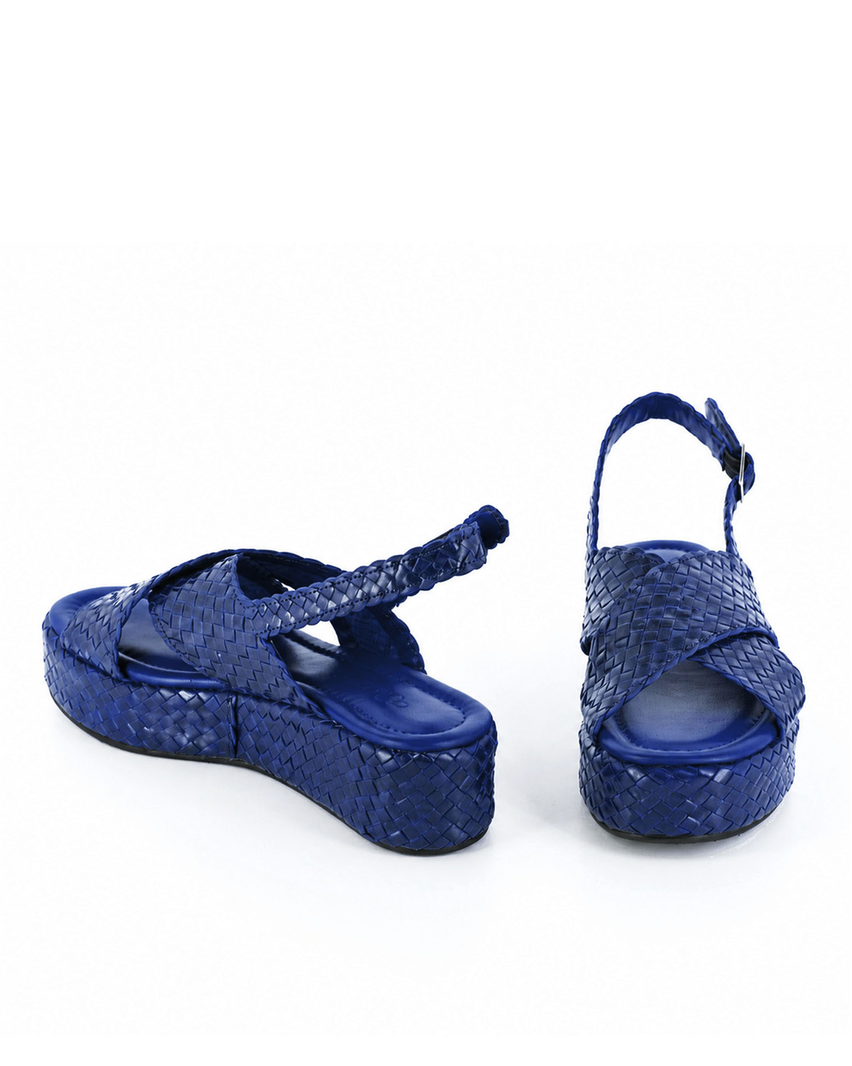 VARIO Hakiki Deri Örgü Platform Sandalet Y94 LACİVERT ÖRGÜ (Navy Blue Knit)