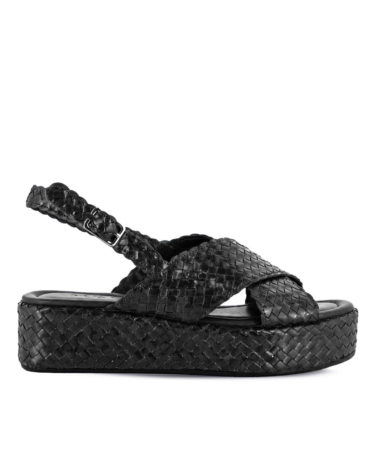 VARIO Hakiki Deri Örgü Platform Sandalet Z139 Siyah Örgü (Black Knitting)