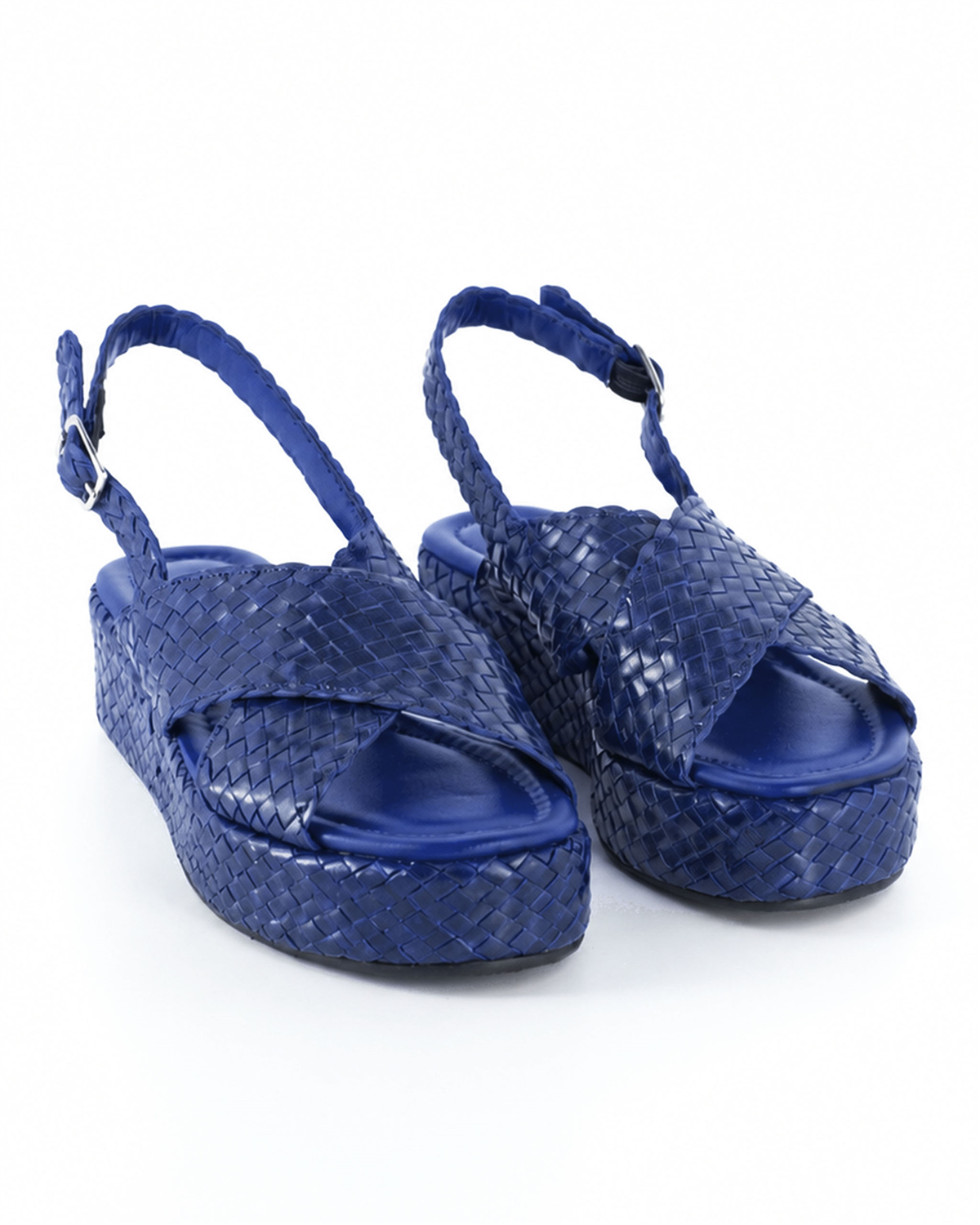VARIO Hakiki Deri Örgü Platform Sandalet Y94 LACİVERT ÖRGÜ (Navy Blue Knit)
