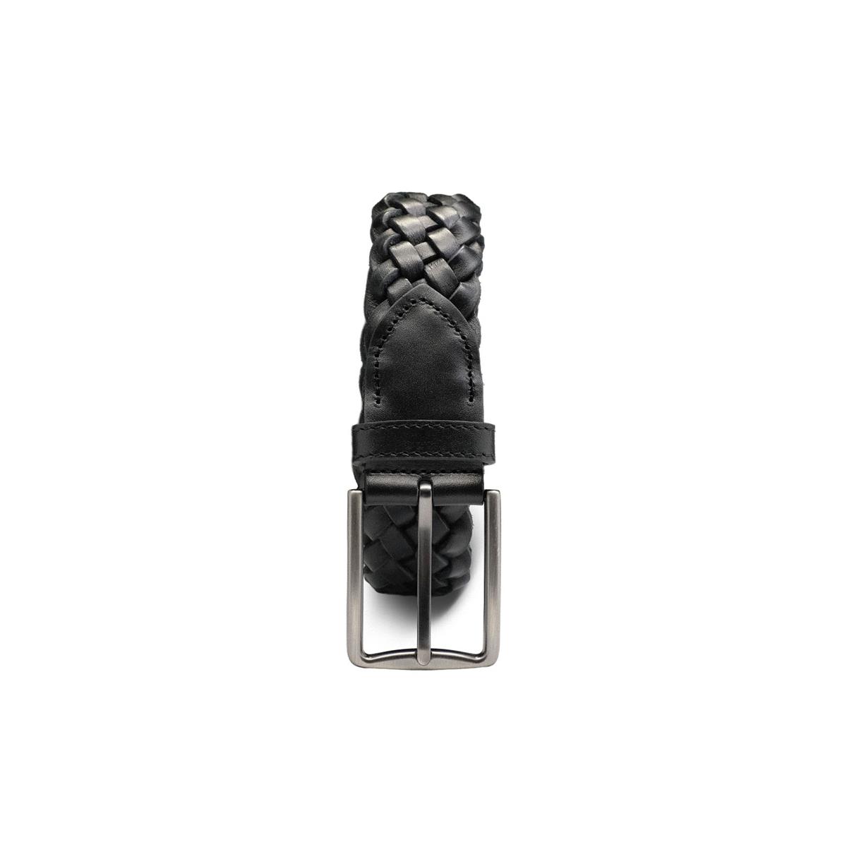 VARIO Hakiki Deri El Örgü Erkek Kemer Z139 Siyah Örgü (Black Knitting)