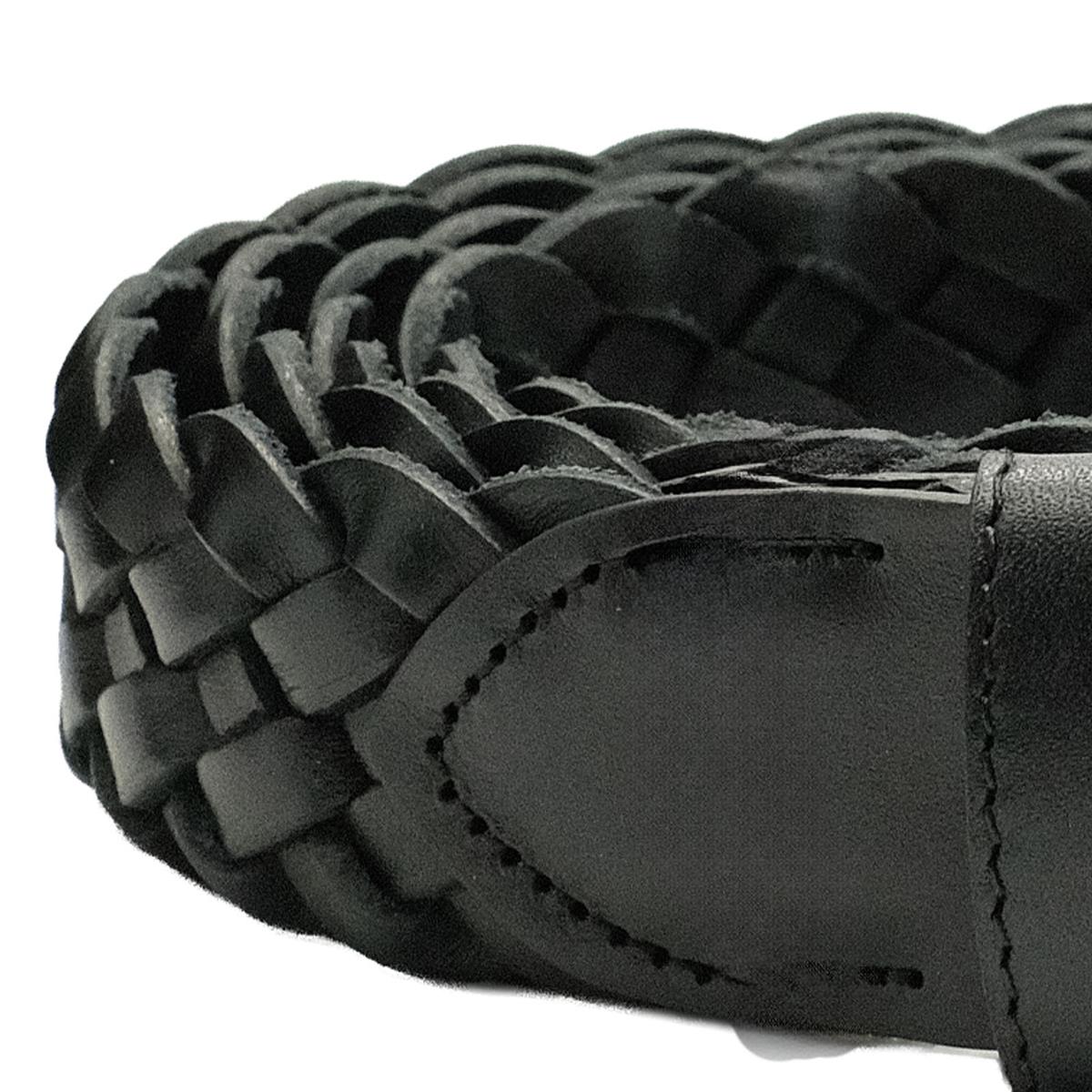 VARIO Hakiki Deri El Örgü Erkek Kemer Z139 Siyah Örgü (Black Knitting)
