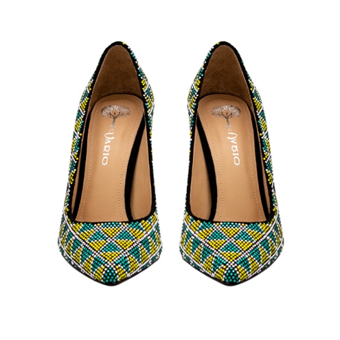 VARIO SIYAH SÜET YEŞİL SARI TAŞLI C1218