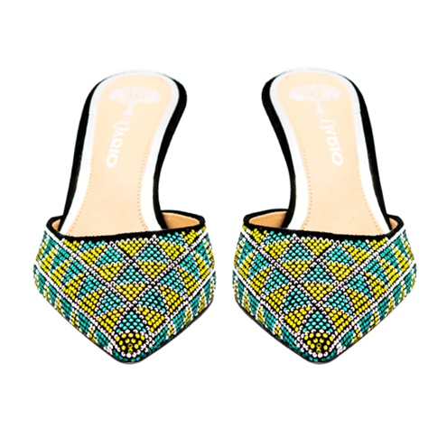 VARIO SIYAH SÜET YEŞİL SARI TAŞLI C1218