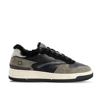 D.A.T.E. Hakiki deri bilek kısmı alçak spor ayakkabı Z623 SIYAH + GRİ SÜED (Black+Gray Suede)