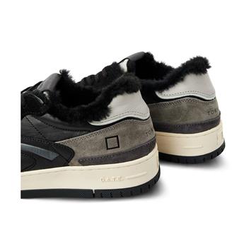 D.A.T.E. Hakiki deri bilek kısmı alçak spor ayakkabı Z623 SIYAH + GRİ SÜED (Black+Gray Suede)