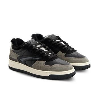 D.A.T.E. Hakiki deri bilek kısmı alçak spor ayakkabı Z623 SIYAH + GRİ SÜED (Black+Gray Suede)