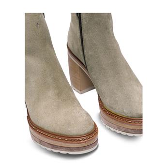 OLIV-B Hakiki Düet deri Fermuarlı Kadın Bot R85 VIZON SUET(Mink Suede)