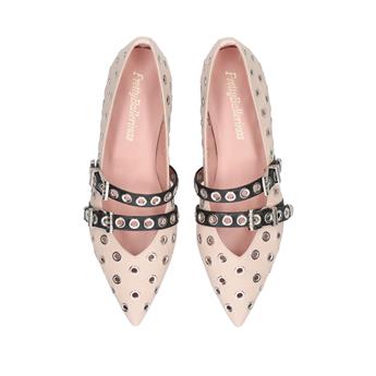 PRETTYBALLERINAS Hakiki Deri Sivri Burunlu Babet Z618 COTON ROSATO COTON NEGRO