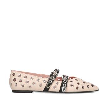 PRETTYBALLERINAS Hakiki Deri Sivri Burunlu Babet Z618 COTON ROSATO COTON NEGRO