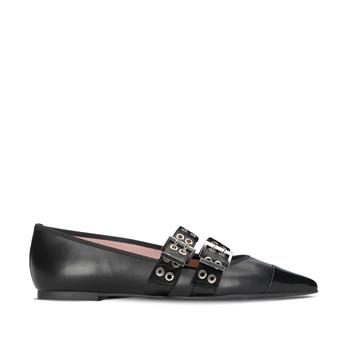 PRETTYBALLERINAS Hakiki Deri Sivri Burunlu Babet D42 SHADE NEGRO/COTON NEGRO