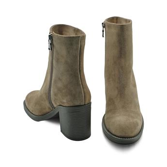 VARIO Hakiki Deri Fermuarlı Kauçuk Taban Bot Z600 YARMA SUET ARDESIA C62 (Split Suede Mink C62)