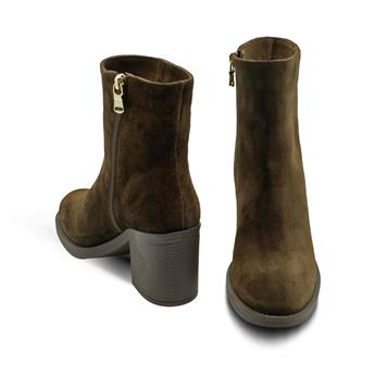VARIO Hakiki Deri Fermuarlı Kauçuk Taban Bot Z590 YARMA SUET KAHVE 490 C63 (Split Suede Brown)