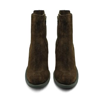 VARIO Hakiki Süet Deri Fermuarlı Bot Z590 YARMA SUET KAHVE 490 C63 (Split Suede Brown)