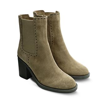 VARIO Hakiki Süet Deri Fermuarlı Bot Z600 YARMA SUET ARDESIA C62 (Split Suede Mink C62)