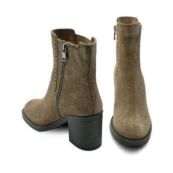 VARIO Hakiki Süet Deri Fermuarlı Bot Z600 YARMA SUET ARDESIA C62 (Split Suede Mink C62)