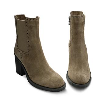 VARIO Hakiki Süet Deri Fermuarlı Bot Z600 YARMA SUET ARDESIA C62 (Split Suede Mink C62)