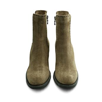 VARIO Hakiki Süet Deri Fermuarlı Bot Z600 YARMA SUET ARDESIA C62 (Split Suede Mink C62)