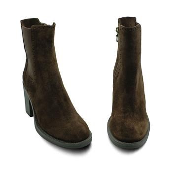 VARIO Hakiki Süet Deri Fermuarlı Bot Z590 YARMA SUET KAHVE 490 C63 (Split Suede Brown)