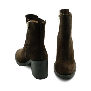 VARIO Hakiki Süet Deri Fermuarlı Bot Z590 YARMA SUET KAHVE 490 C63 (Split Suede Brown)