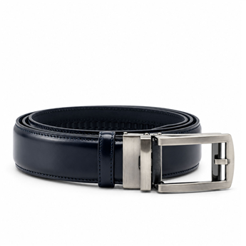 VARIO100-C01VARIO Ayarlanabilir Tokalı Hakiki Deri Erkek Kemer R89 LACIVERT ACMA (Navy Blue Shiny Leather)