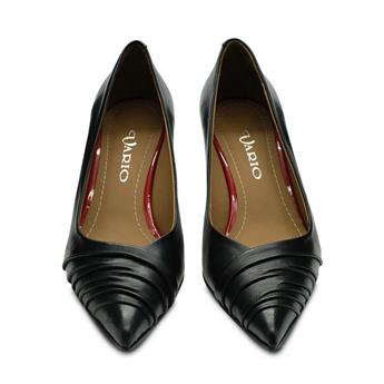 VARIO Hakiki Deri Sivri Burunlu Kısa Topuklu Ayakkabı 053 SIYAH (Black)