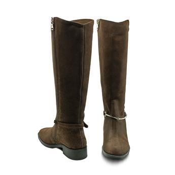 VARIO Diz Altı Fermuarlı Kauçuk Tabalı Çizme Z590 YARMA SUET KAHVE 490 C63 (Split Suede Brown)