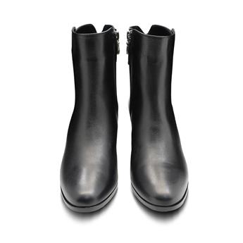 VARIO Hakiki Deri Kısa Topuklu Fermuarlı Bot U68 NAPA SIYAH