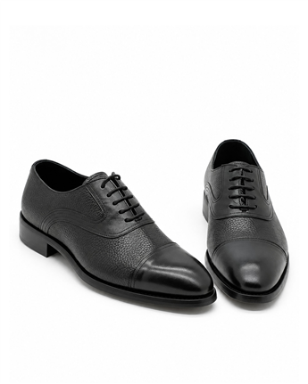 VARIO Hakiki Deri Kösele Taban Erkek Ayakkabı 053 SIYAH (Black)