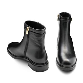 VARIO Hakiki Deri Kaymaz Taban Fermuarlı Bot Z285 ANALIN SIYAH C17