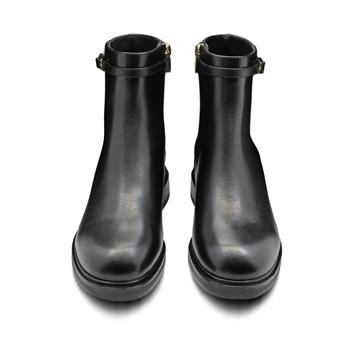 VARIO Hakiki Deri Kaymaz Taban Fermuarlı Bot Z285 ANALIN SIYAH C17