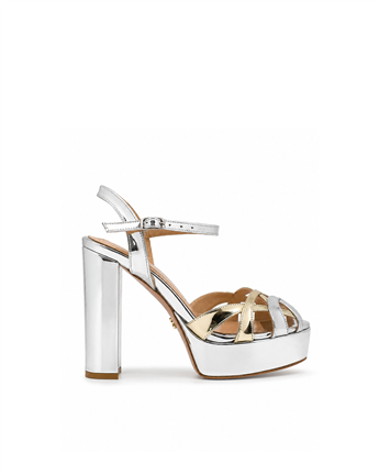 VARIO1984VARIO Hakiki Parlak Deri Platform Topuklu Ayakkabı Z577 GOLD+SILVER