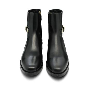 VARIO Hakiki Deri Tokalı Fermuarlı Kadın Bilek Bot L10 NATURE NERO (Nature Black)