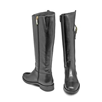 VARIO Hakiki Deri Fermuarlı Kaymaz Taban Kadın Çizme L10 NATURE NERO (Nature Black)