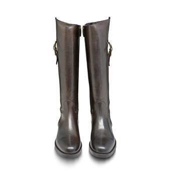 VARIO Hakiki Deri Fermuarlı Kaymaz Taban Kadın Çizme Z609 NATURE T.MORO (Kahve)