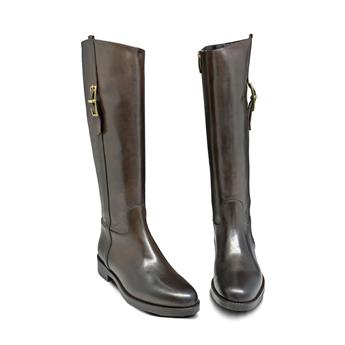 VARIO Hakiki Deri Fermuarlı Kaymaz Taban Kadın Çizme Z609 NATURE T.MORO (Kahve)